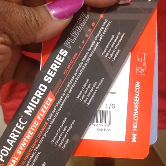 Ladies Red Helly Hansen Crew MidLayer hooded Jacket. smoke free and pet free - Picture 7 of 7